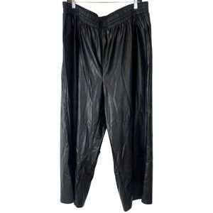 Studio Untold Black Faux Leather Wide Leg Pull-on Pant Size US 26